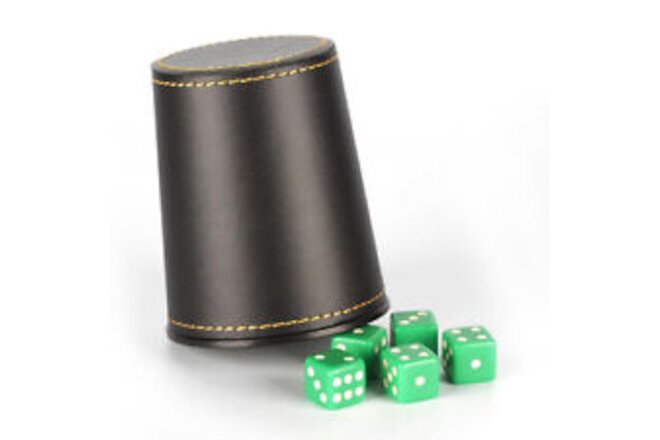 PU Leather Dice Cup Shaker With 5 6-sided Dices