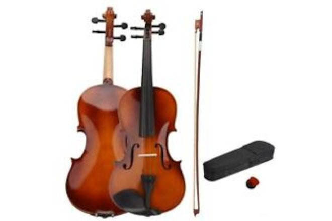 New 4/4 Full Size Natural Color Acoustic Violin w/ Case Bow Rosin  Orchestral