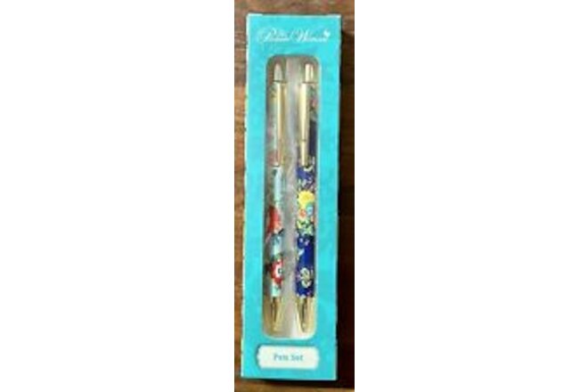NEW RARE Pioneer Woman Floral Ink Pen Set Blue Teal Gold