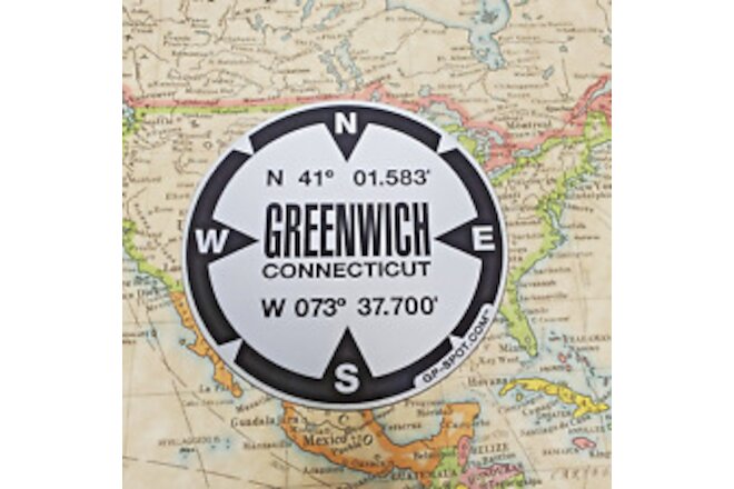 Greenwich, Connecticut GPS Magnet - Reflective Vinyl GPS Marker Magnet
