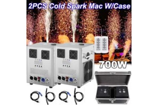 2x Cold Spark Machine 700W Stage Effect DMX Firework DJ Event Party Wedding+Case