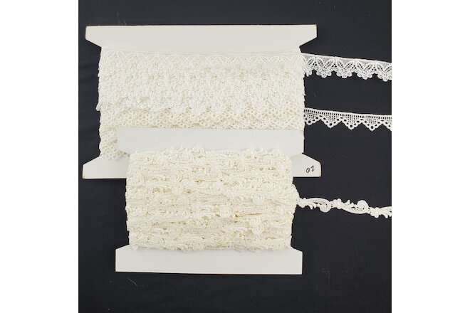49 Yard Lot of Vintage-Modern Venice Lace  Trim 3 Styles  White Ivory