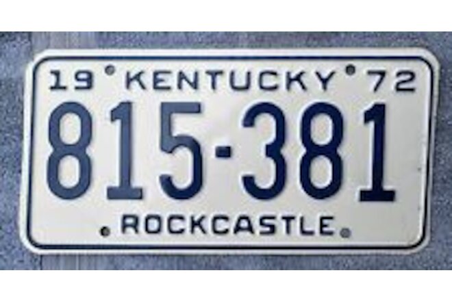1972 Kentucky License Plate Tag # 815-381   Rockcastle Cty   Mustang Pinto LTD