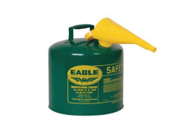 EAGLE UI50FSG Type I Safety Can,5 gal.,Green,13-1/2" H