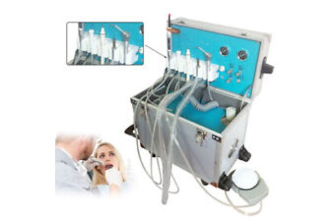 Dental Delivery Unit Dental Curing Box Air Compressor Suction Portable w/ 2Holes