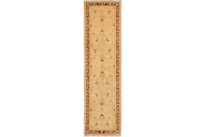 Traditional Hand-Knotted Bordered Carpet 2'7" x 9'8" Wool Area Rug