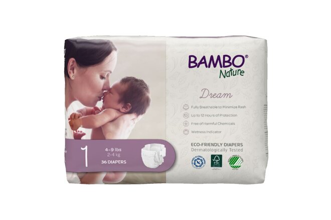 Bambo Nature Baby Diaper Size 1 4 to 9 lbs. 1000016923 108 Ct