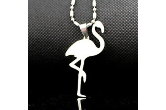 Stainless Steel Flamingo Bird Pendant Necklace
