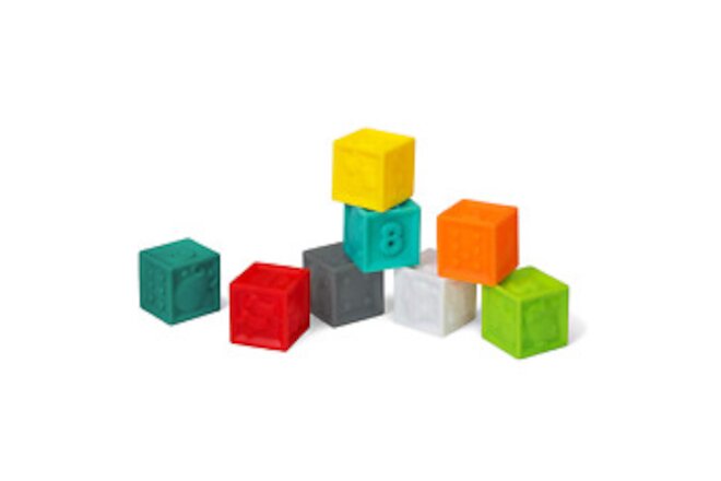 Infantino Squeeze and Stack Block Set - Colorful Textured Soft Blocks, Includes