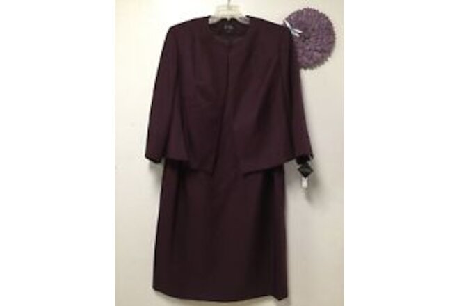 Womens Jacket Dress Set Size 18 W Eggplant Plum Formal Dressy Classy New 118