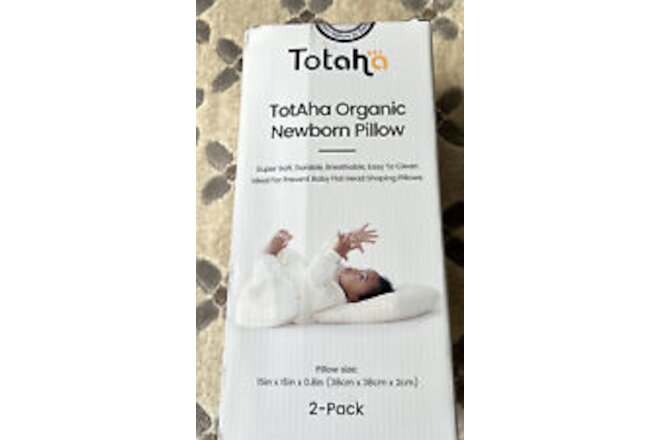 Totaha Organic Newborn Pillow 2 PC 15”x15”x0.8” Super Soft Easy To Clean NWB