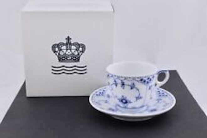 ROYAL COPENHAGEN BLUE FLUTED HALF LACE CUP AND SAUCER – NEW