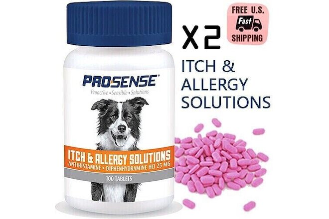 2 X 100 Tablet Itchy Pets Supplement Itch Allergy Dog Pet Fast Relief Chewable