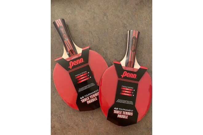 2x Penn 4.0 Tournament Table Tennis Paddle - Spin 8, Speed 7, Control 8