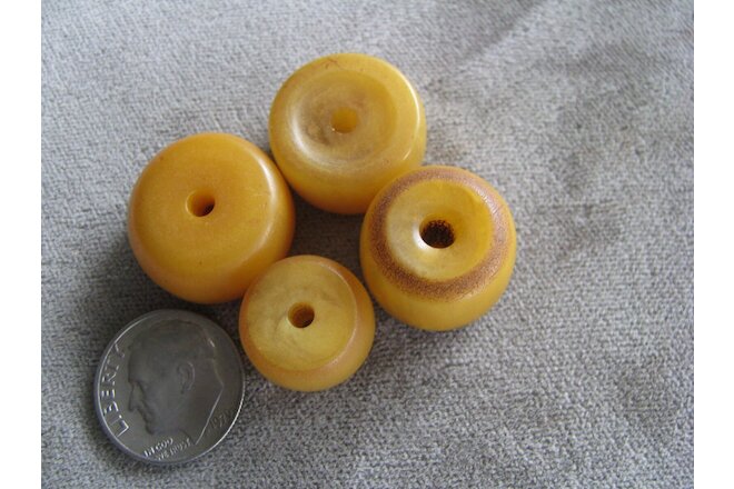 Lot of 4 Vintage Amber African Trade Beads Phenolic Resin  11 Grams