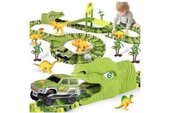 Dinosaur Race Track, Flexible Dino Train Player, 197 Pieces, Creative Assembly