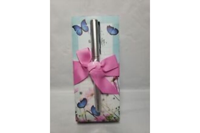 Mother's Desk Notepad And Pen Giftset blue morpho butterfly