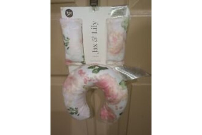 Jax & Lily Baby's 3 pc. Travel Pillow & Seatbelt Cover Set Floral Pink