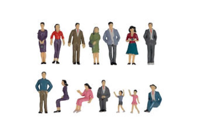 14PCS 1:25 Model Trains Miniature Painted Figures G Scale People Standing Seated