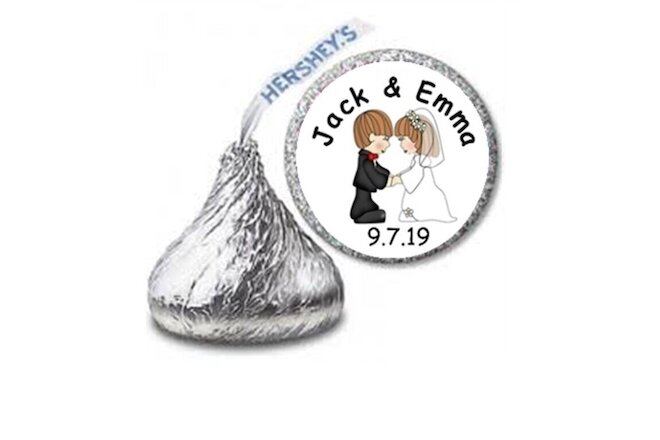 216 Wedding Cute Couple Hershey Kisses Labels Stickers Personalized Favors