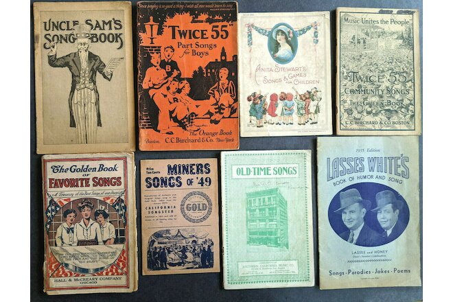 Antique Vintage Song Book Lot 1915 - 1930's Children, Gold Rush, Uncle Sam, Etc