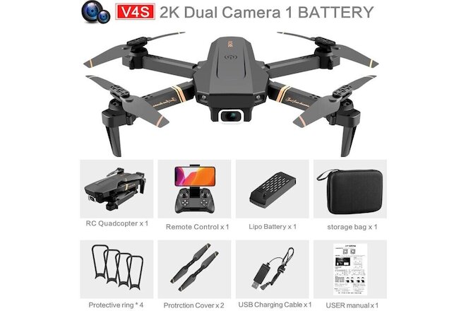 V4 Rc Drone 4k HD Wide Angle Camera 1080P Wifi Drone Fpv Dual Camera Quadcopter