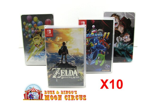 10x NINTENDO SWITCH PLASTIC & STEELBOOK GAMES - CLEAR PROTECTIVE BOX PROTECTOR