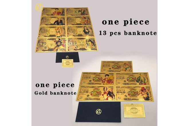 13pcs/set Japanese Anime one piece Gold Banknote Collectible Cards For Nice Gift