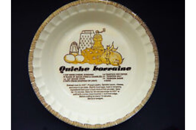 Royal China Jeannette Quiche Lorraine Pie Plate with Recipe 11"dia. baking Dish