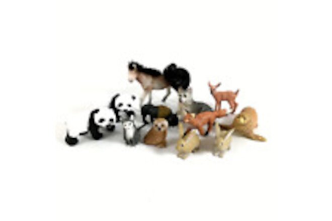 Animal Figures Toys Unbranded Detailed Panda Bears Dog Cat Fox Rabbit (12 Pcs)
