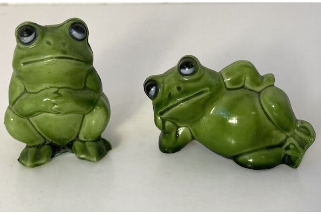 Vintage Green Frog Miniature Figurines Hong Kong Spring Cottagecore Decor Cute