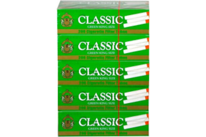 Green Menthol King Size Cigarette Tubes 200 Count per Box (Pack of 5)