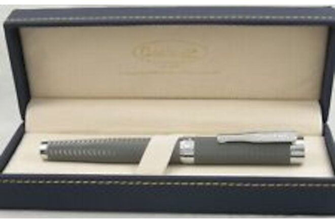 Conklin Herringbone Signature Grey Chased & Chrome Fountain Pen - New In Box