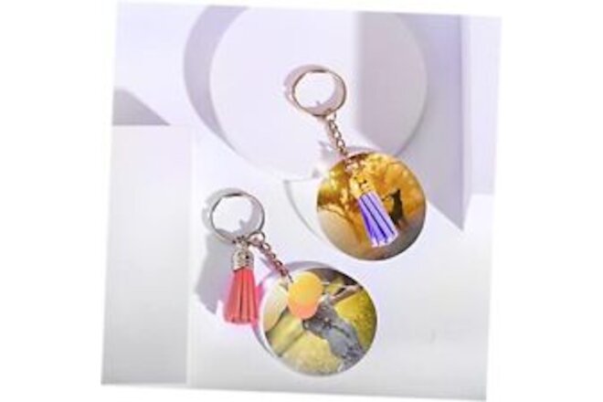 120 pcs Acrylic Keychain Blank with Key Rings: Tassels Key Chain for Colors