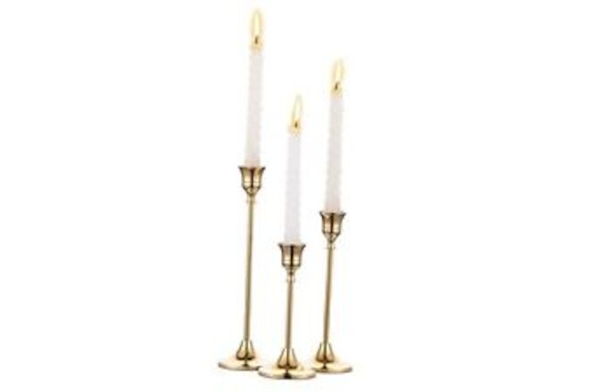 Candlestick Holders Taper Candle Holders, Set of 3 Candle 1 set (3 pcs) Gold