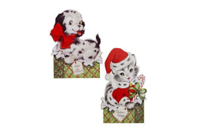 Christmas Furry Friends Dummy Boards Mdf Kitten Puppy Vintage Rl0831