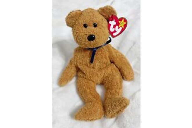 Ty Beanie Babies Retired Fuzz Bear with Tag Errors & Holo Tush Tag, 1998