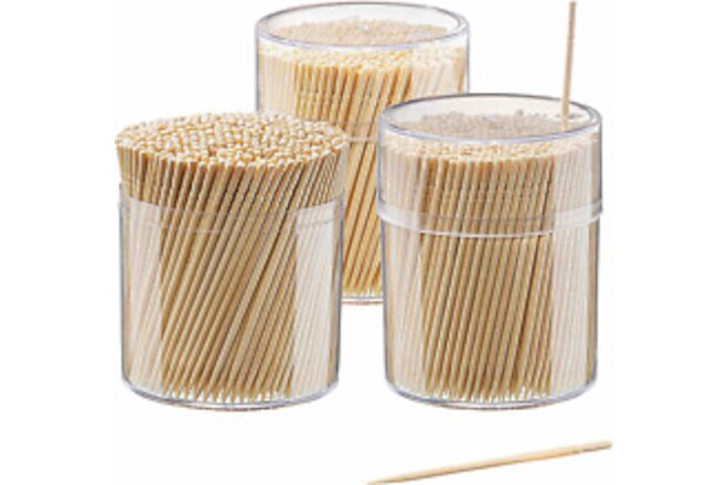 [1500 Count] Bamboo Wooden Toothpicks Wood round Single-Point Tooth Picks