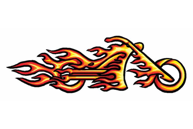 Flaming Motorcycle Temporary Tattoo - pack of 2 tattoos - MADE IN THE USA
