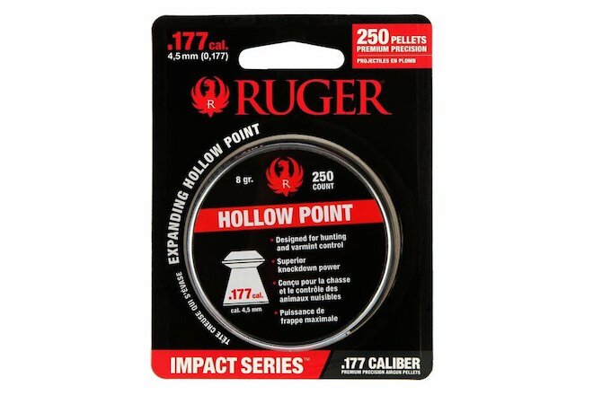 250ct Ruger HOLLOW POINT by UMAREX .177 Cal Pellets 4.5mm Hunting & Varmint