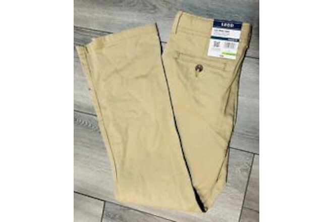 Izod Flat Front Boys Moisture-Wicking Khaki uniform Chino size 12 MSRP-$38 NWT