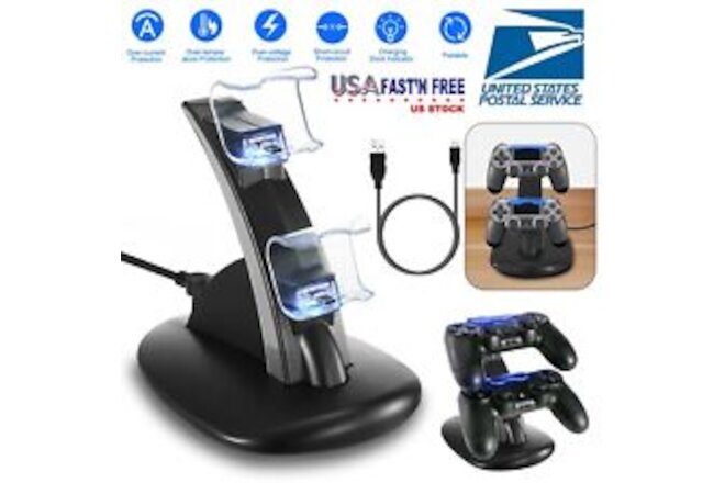 Dual USB Charger LED Station Dock Fast Charging Stand For Sony PS4 Controller