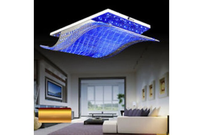 LED 4-Colors Remote Control Pendant Light Ceiling Lamp K9 Crystal Chandelier New