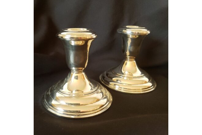 Sterling Silver Candle Holder Matching Pair Vintage Reed and Barton Weighted 2