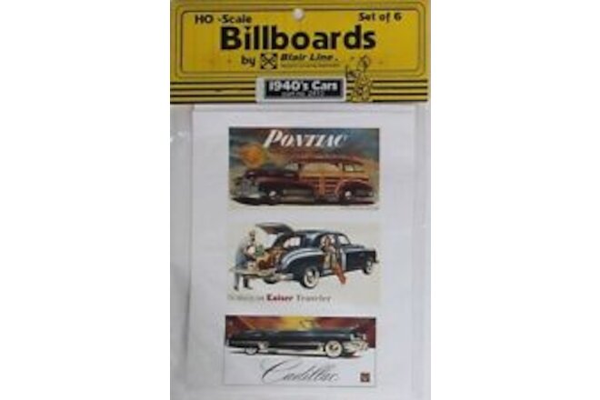 HO Scale - 1940s Billboards, Car Set #1 (6 Unique signs) - BLN-2413