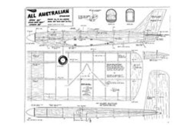 All Australian Control Line Stunt 53" RC Model Airplane Printed Plans &Templates