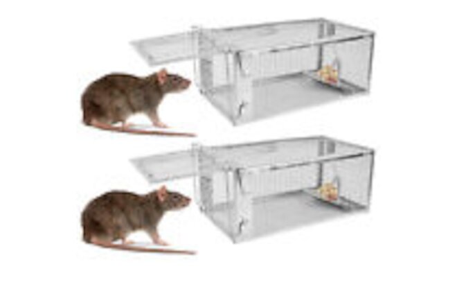 2 Packs Animal Live Rat Trap Cage for Squirrel Chipmunk Control 10.6"x5.5"x4.3"