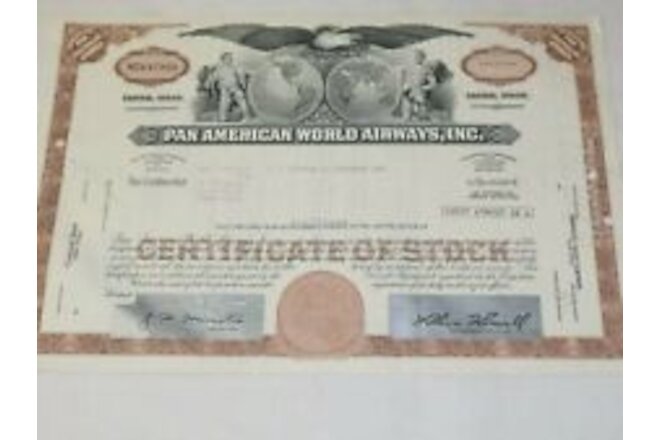PAN AMERICAN WORLD AIRWAYS INC. 50 Share Stock Certificate
