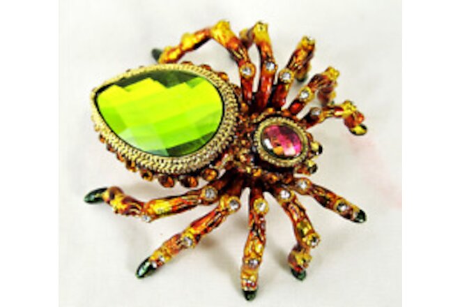 Spider Jeweled Pewter Trinket Box