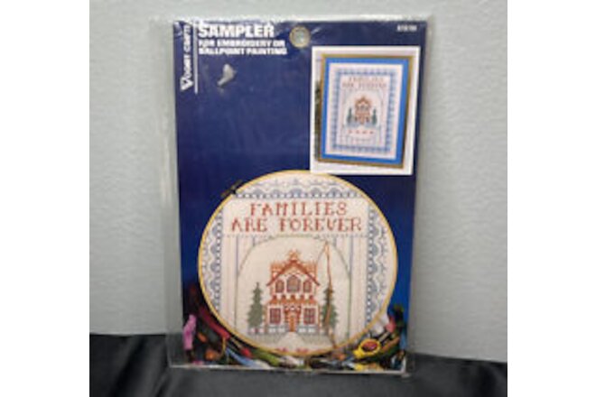 Vogart Crafts Stamped Sampler “FAMILIES ARE FOREVER” 8761M Embroidery Ballpoint